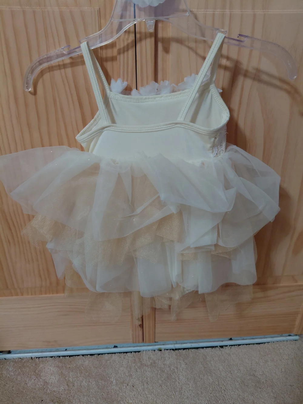 Ivory Floral Tulle Dance Costume for Kids
